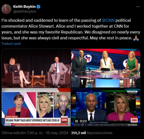 El autor Keith Boykin despide a Alice Stewart en Twitter