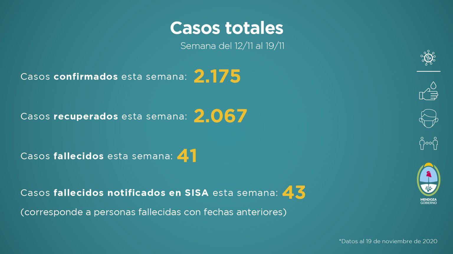 Informe sobre la situación sanitaria de Mendoza en pandemia del 13 al 19 de noviembre de 2020.