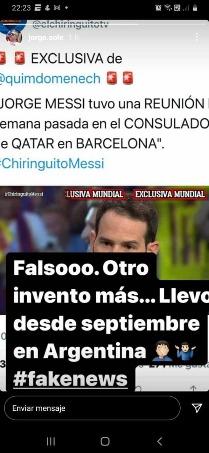 La desmentida de Jorge Messi.