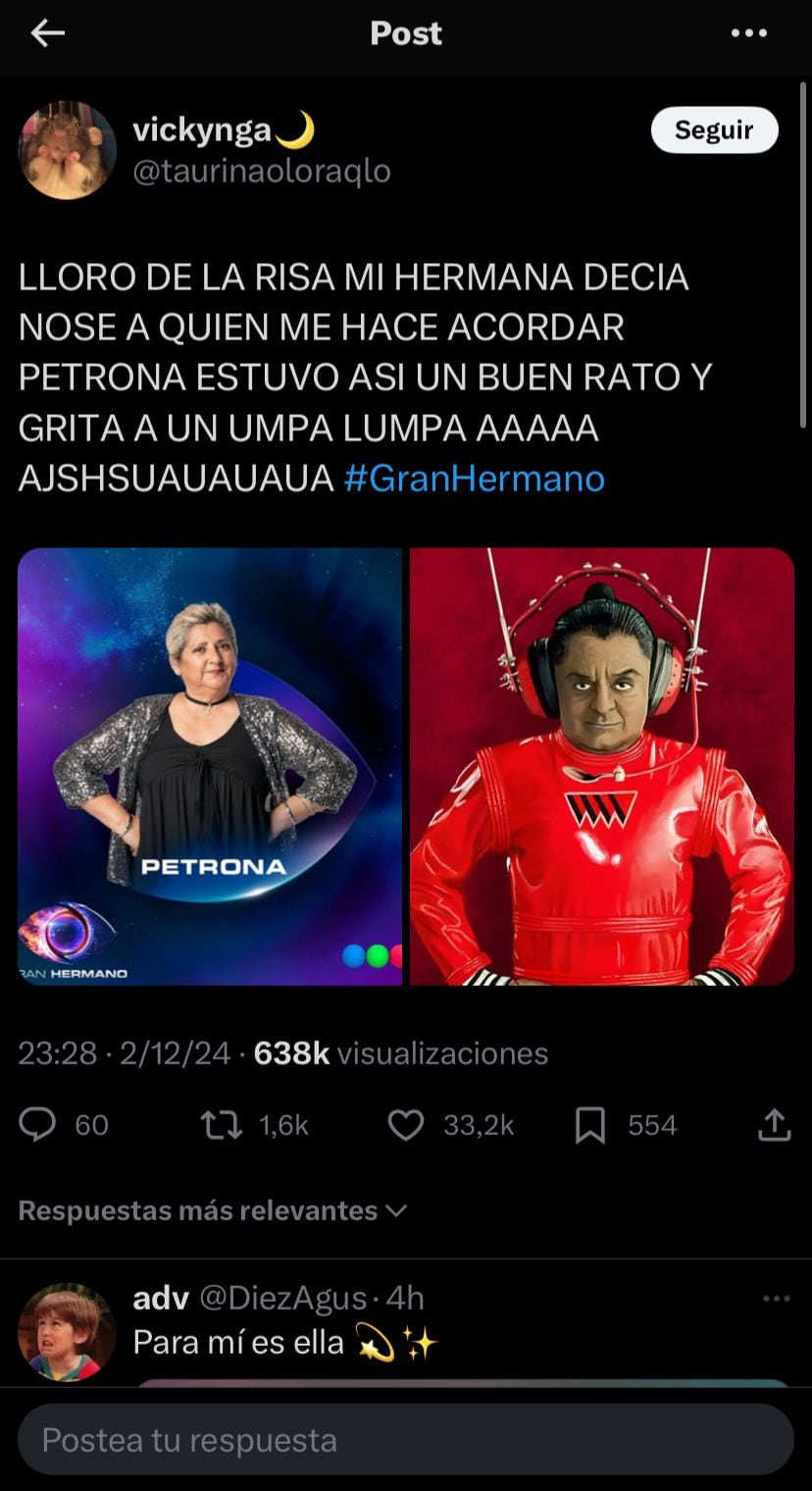 Los memes de Petrona, la participante de Gran Hermano.