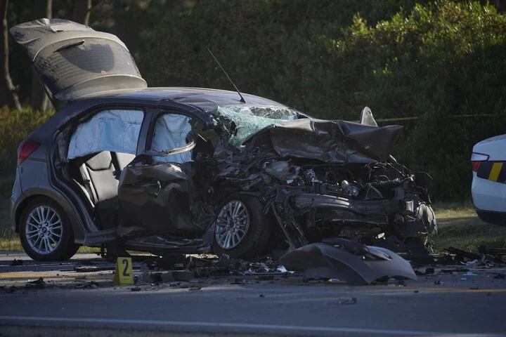 Así quedó el Ford Ka en el que iban las víctimas fatales. Foto: Emmanuel Fernández / Enviado Especial