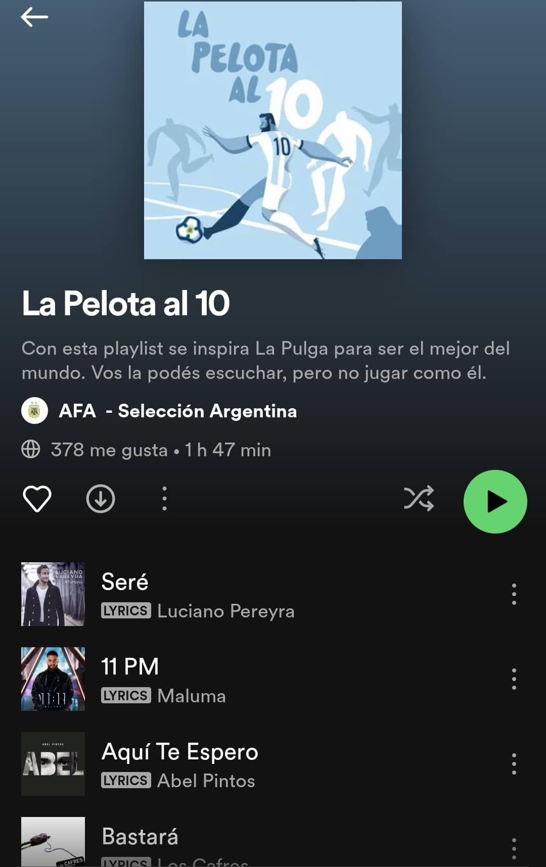 Los temas preferidos de Lionel Messi en la plalist de Spotify de la Selección Argentina. Los gustos del mejor del mundo. / Gentileza.