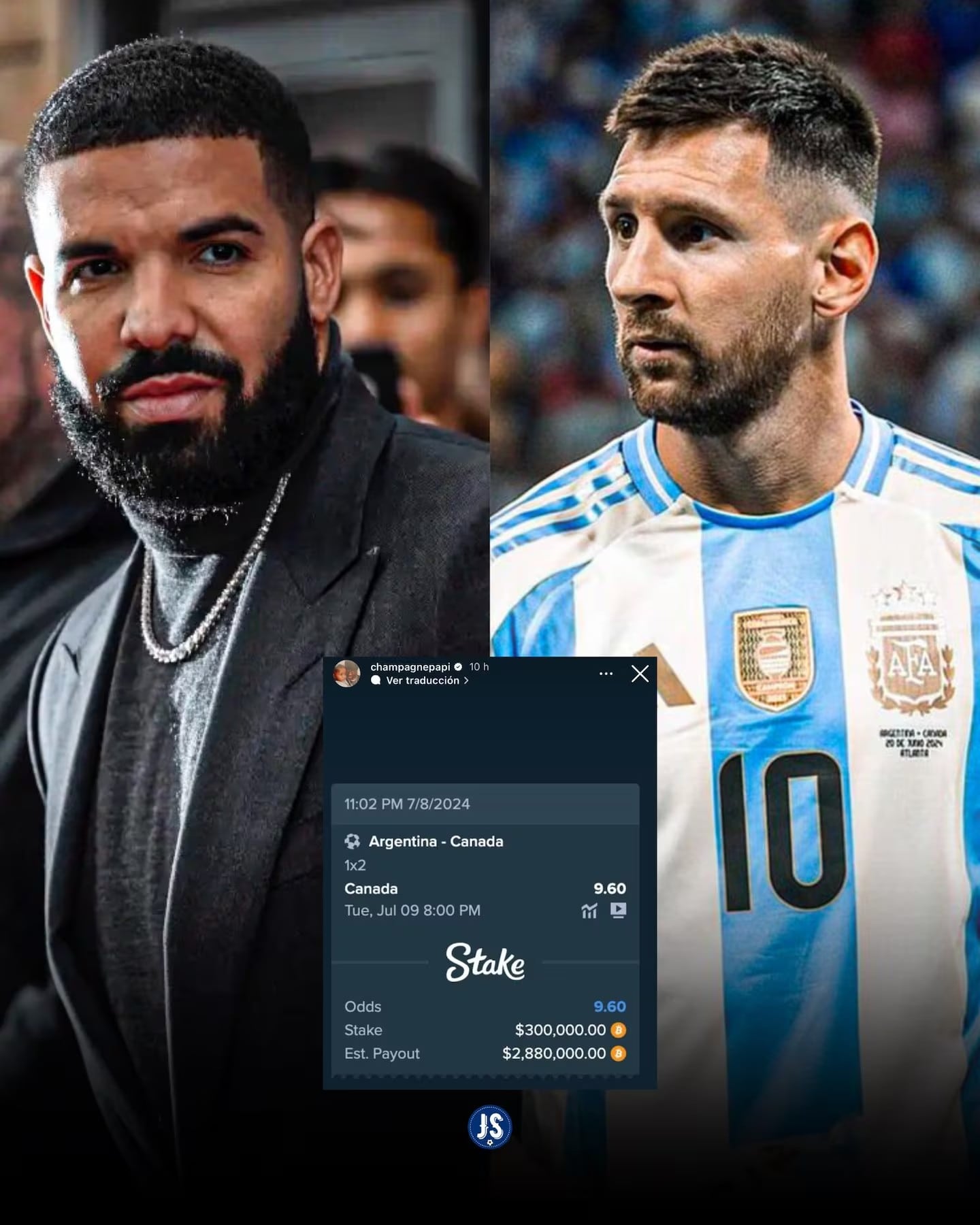 Drake apostó en contra de Argentina