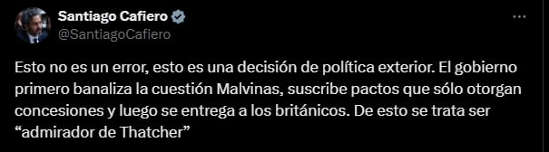 Cafiero disparó contra el Gobierno. X