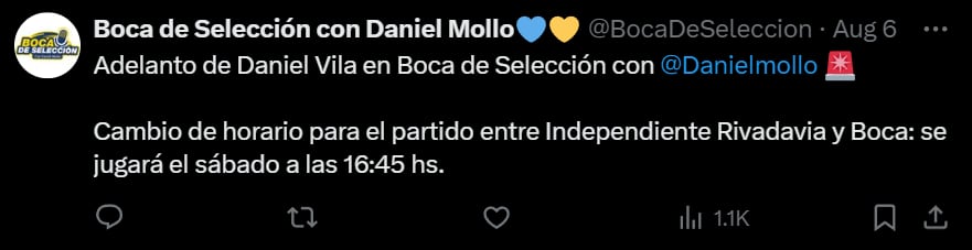 Boca de Selección entrevistó a Daniel Vila, presidente del Azul del Parque. Captura: X / @BocaDeSeleccion