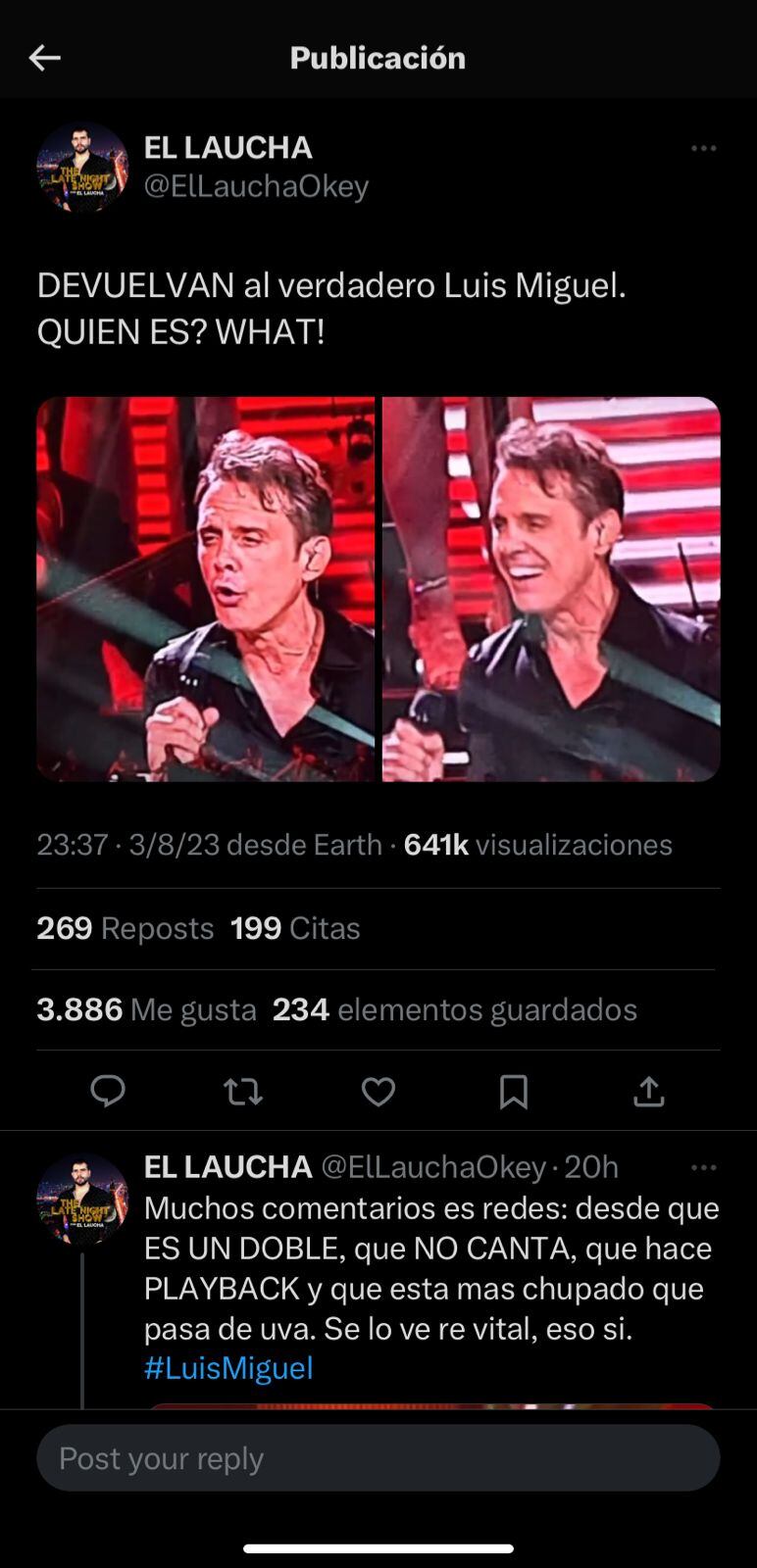 Luis Miguel en Argentina. Captura de pantalla.