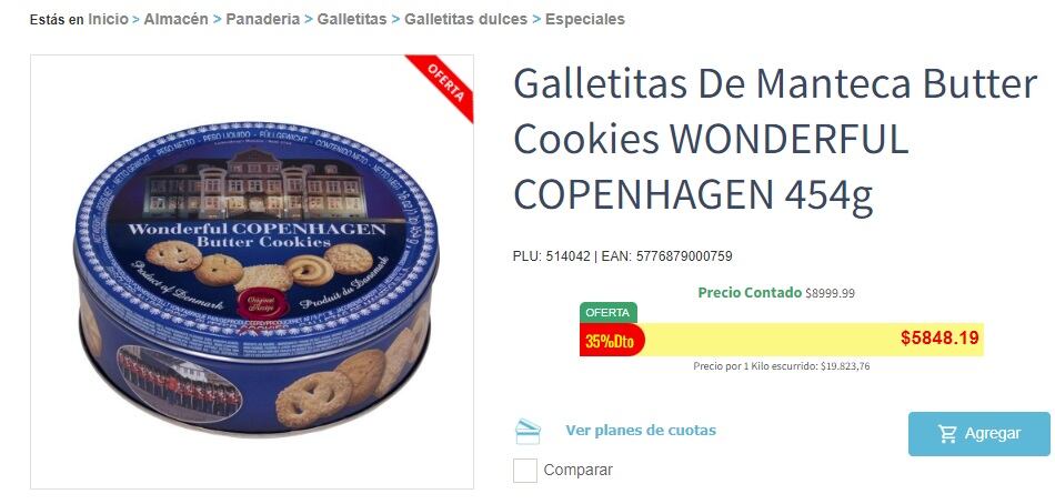 Lata de galletitas importadas Wonderful Copenhagen en COTO