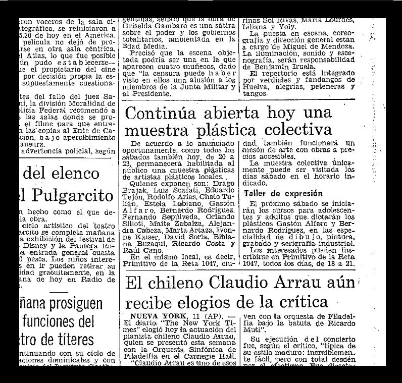 Reproducción de diario Los Andes, el 12 de febrero de 1983. Destaca las actividades del centro cultural La Escalera, en Primitivo de la Reta 1047. Foto: Orlando Pelichotti