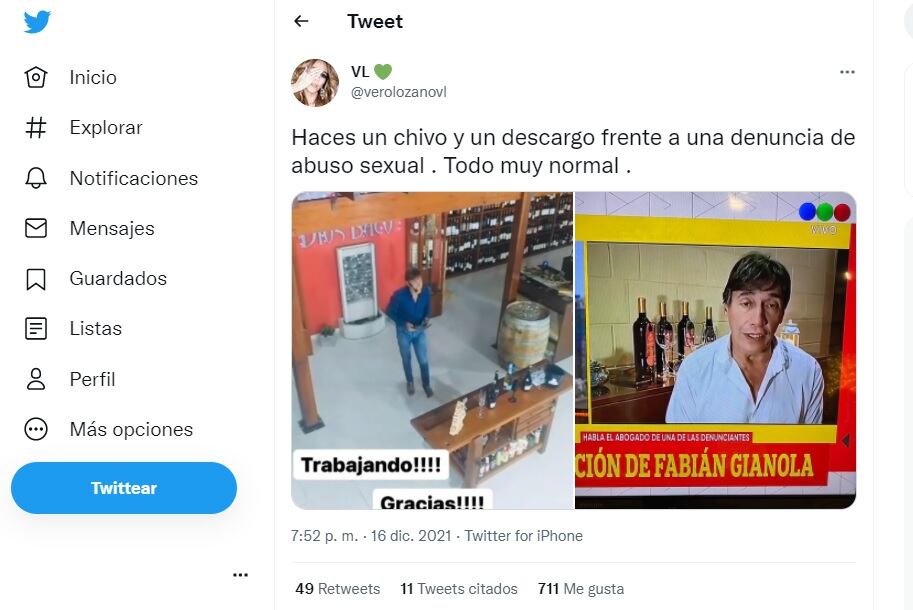 Vero Lozano destrozó a Fabián Gianola por su descargo público.