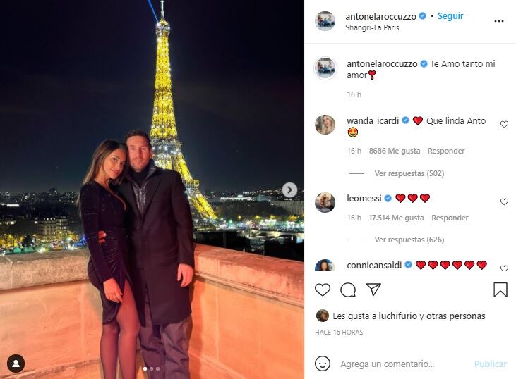 Leo Messi y Antonela Roccuzzo disfrutaron de una cena romántica con la Torre Eiffel de fondo