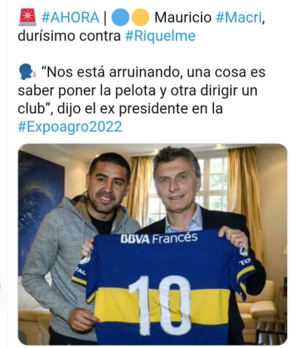 Mauricio Macri descalificó la gestión de Juan Román Riquelme y su gestión en Boca. / Gentileza.