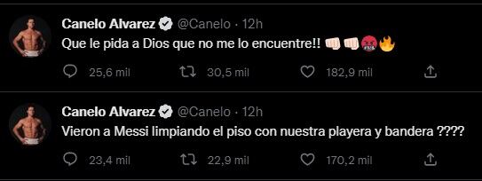 Messi y la absurda e insólita amenaza del boxeador Canelo: ¿realmente el 10 pisó la camiseta de México? Fuente: Twitter @Canelo