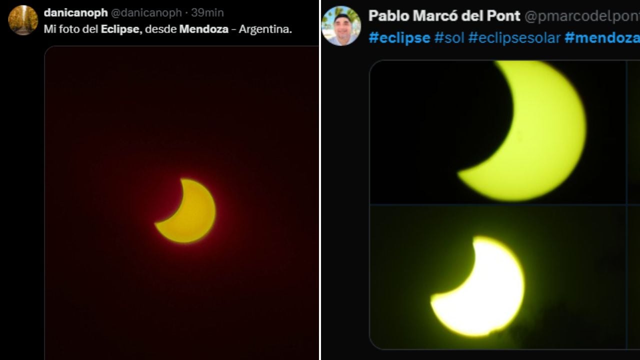 Usuarios mendocinos compartiendo imágenes del fenómeno por las redes.