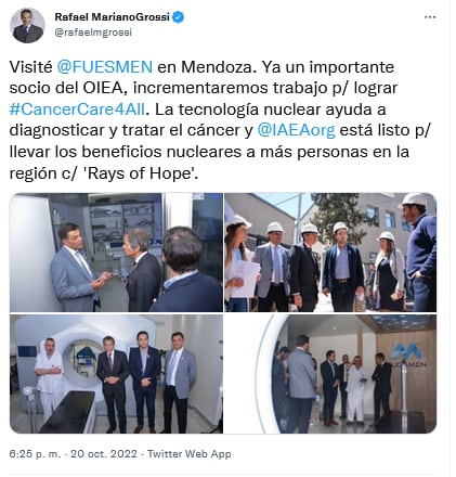 El director del OIEA visitó Fuesmen e IMPSA y elogió el desarrollo de ambas instituciones. Twitter