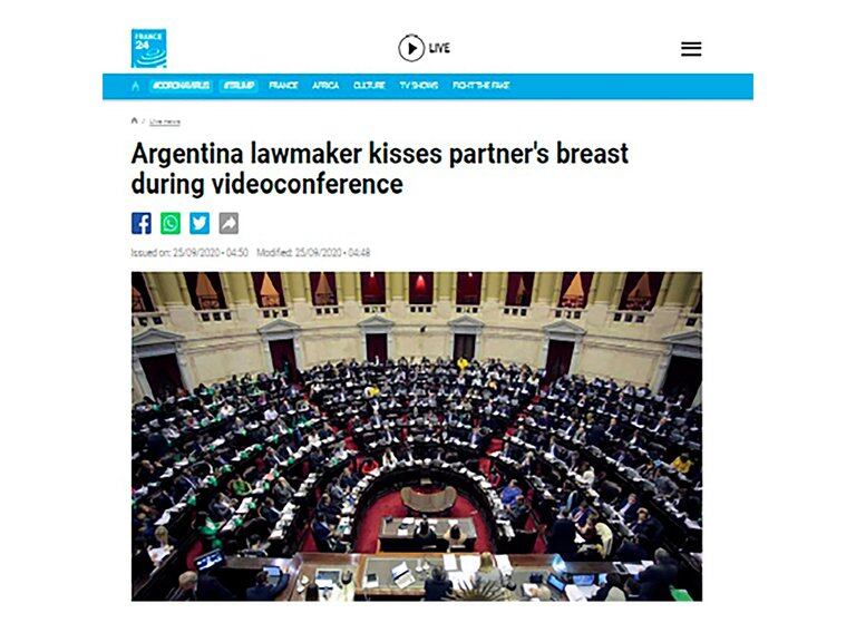 Medios del mundo reflejan el escándalo en diputados con el salteño Ameri y su pareja.