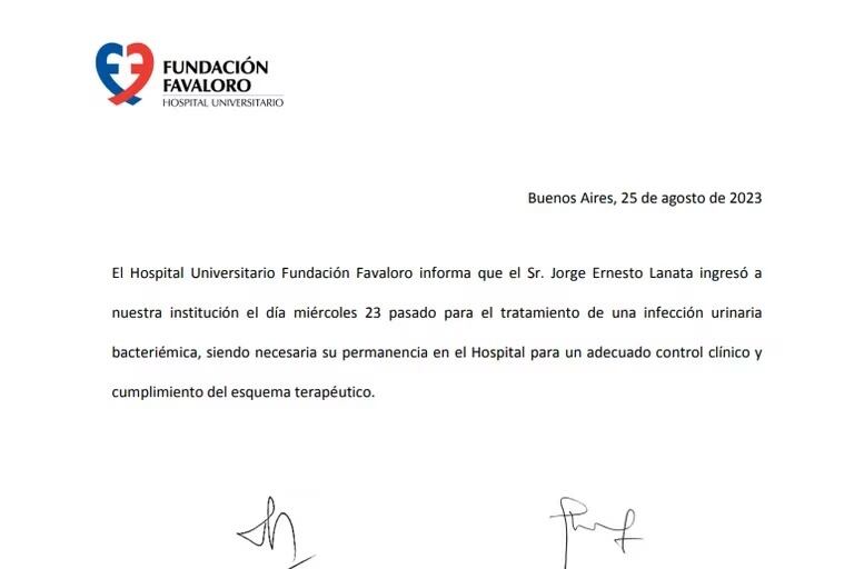 El parte médico de Jorge Lanata.