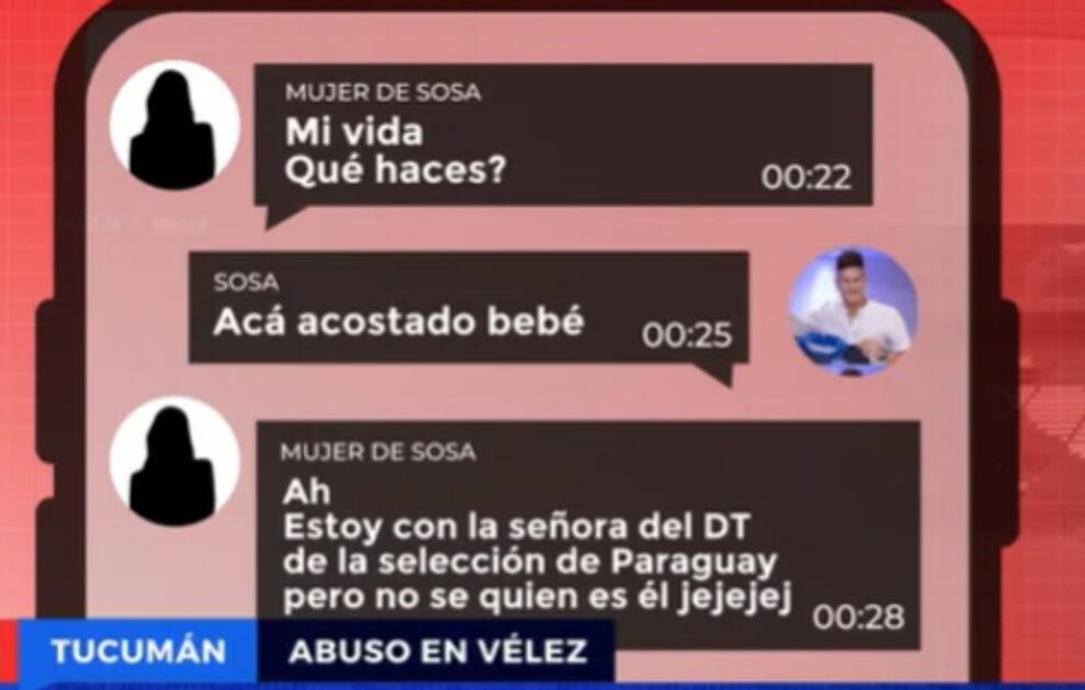 Chats entre Sosa y su esposa. Captura: eltrece