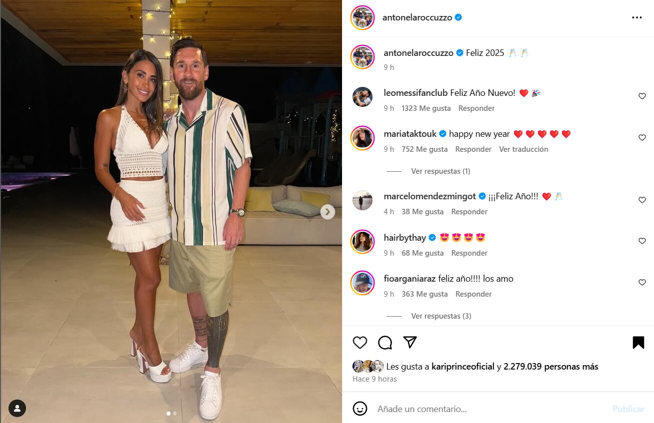 El look de Messi y Antonela Roccuzzo para recibir el 2025