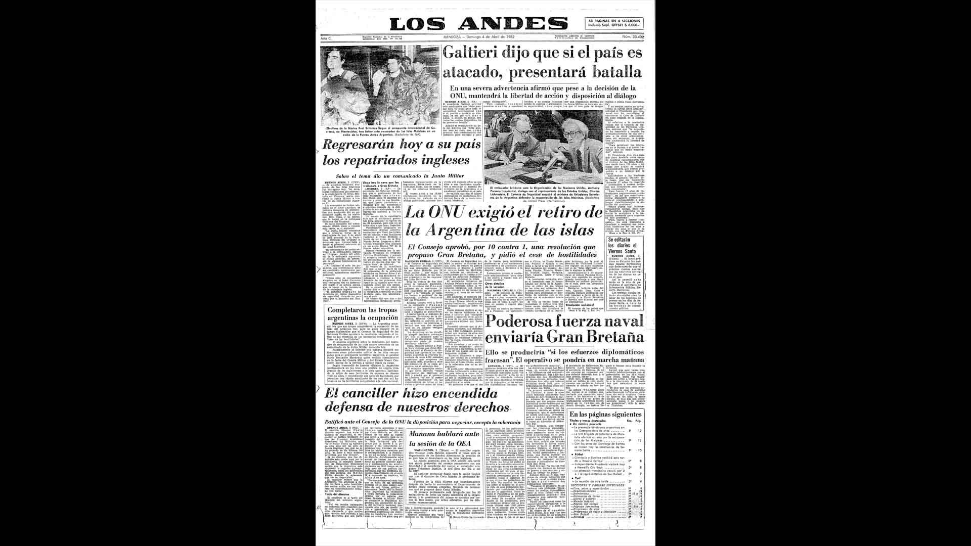 Un recorrido día a día por las portadas del medio más importante de Mendoza, para conocer el pulso diario de la guerra que enluteció a todo el país.