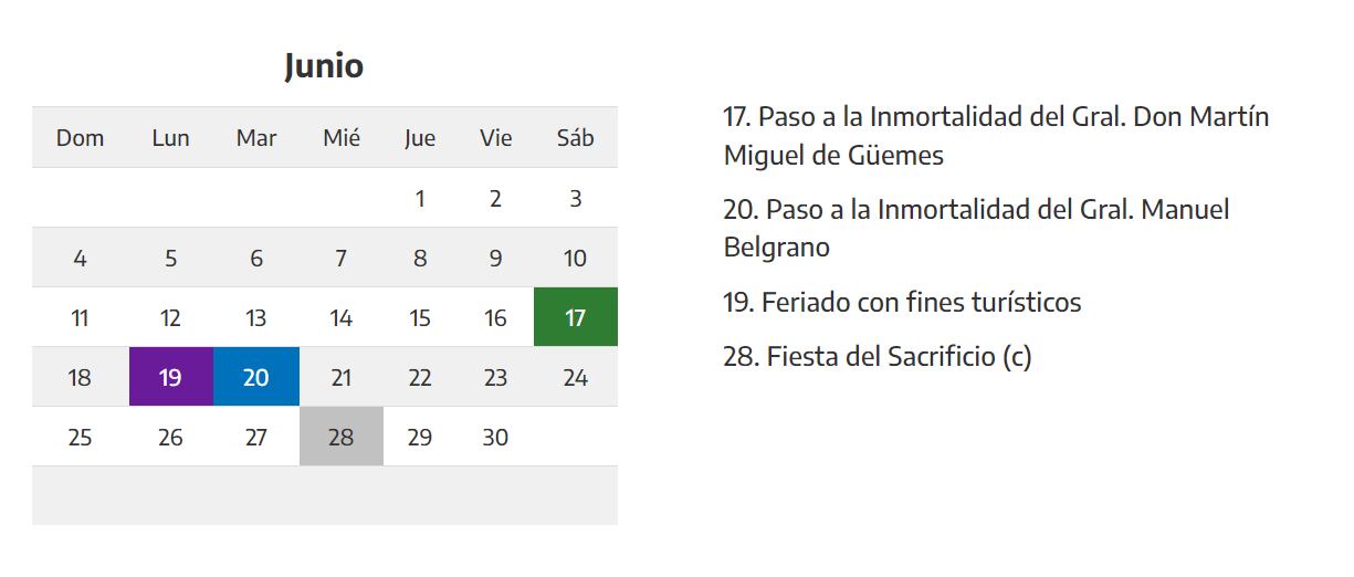 Feriados de junio: del 17 al 20 habrá un fin de semana XL