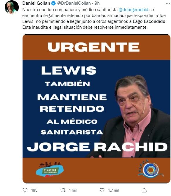 El kirchnerismo denuncia que Jorge Rachid fue retenido en Lago Escondido