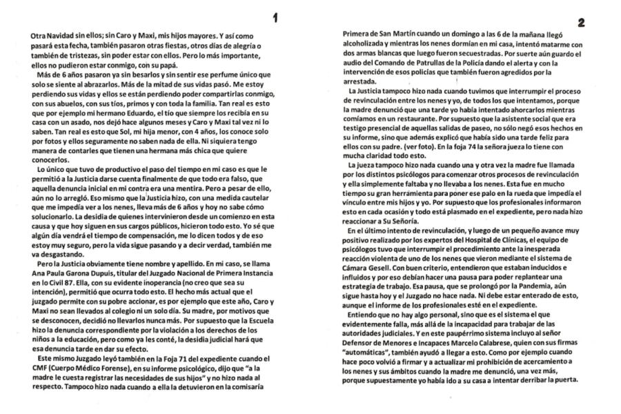 El escrito que Sebastián Domenech publicó en Twitter