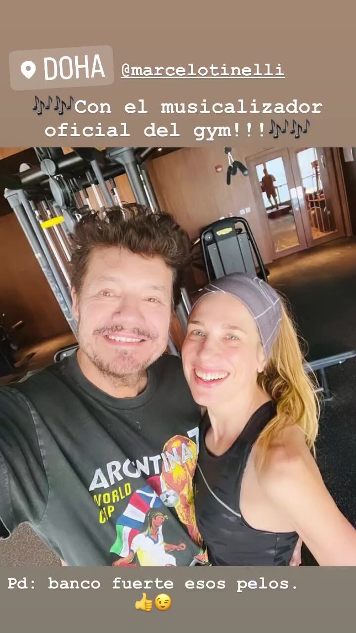 Marcelo Tinelli y Alina Moine se cruzaron en el gimnasio.