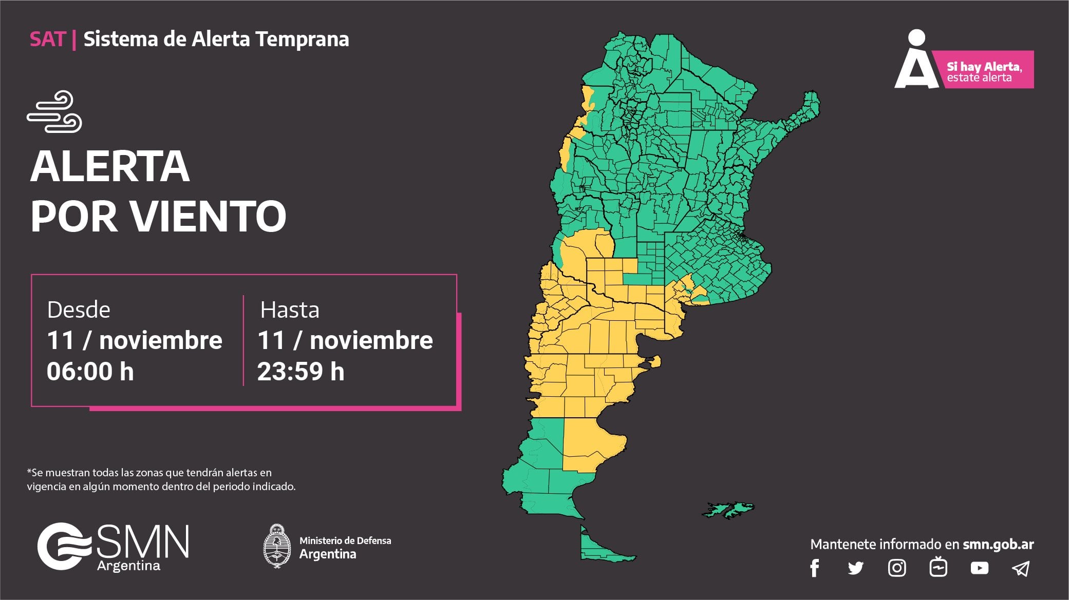 Sistema de Alerta Temprana. Foto: X / @SMN_Argentina