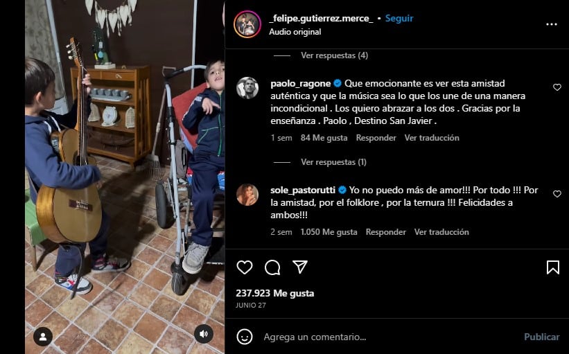 El comentario de la Sole en Instagram. Foto: captura.