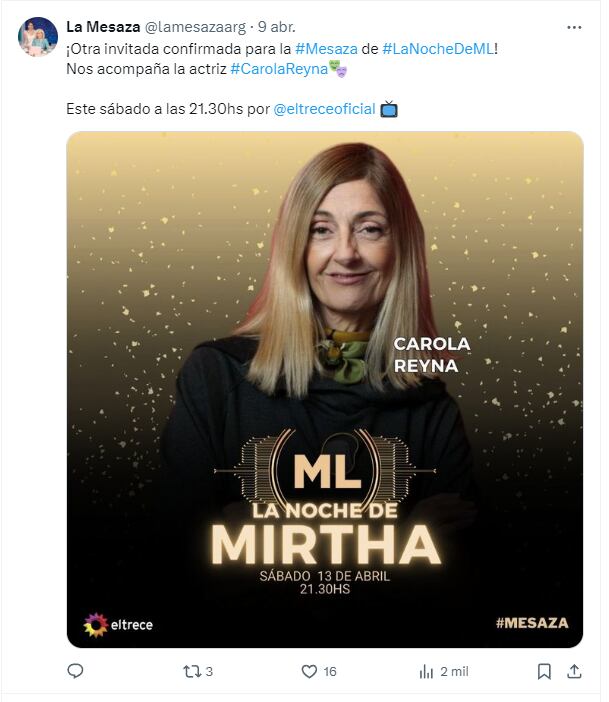 Los invitados de Mirtha Legrand para el sábado 13 de abril