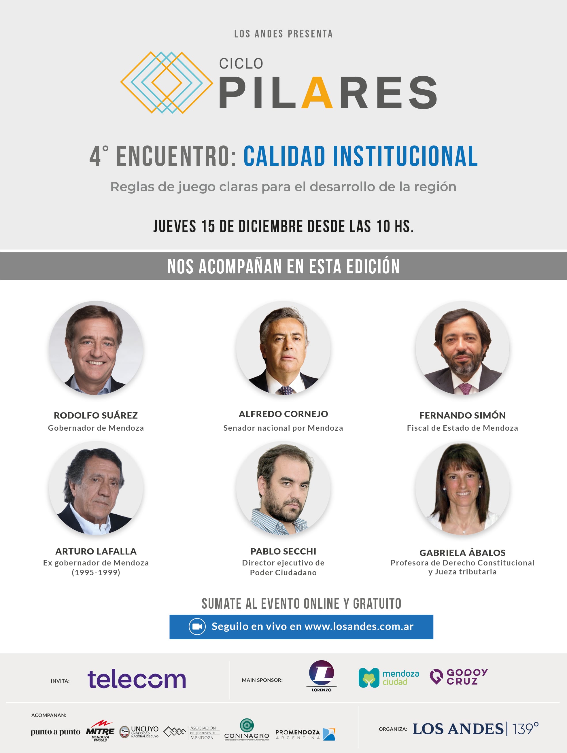 El próximo encuentro del ciclo Pilares será sobre Calidad Institucional, el jueves 15 de diciembre.