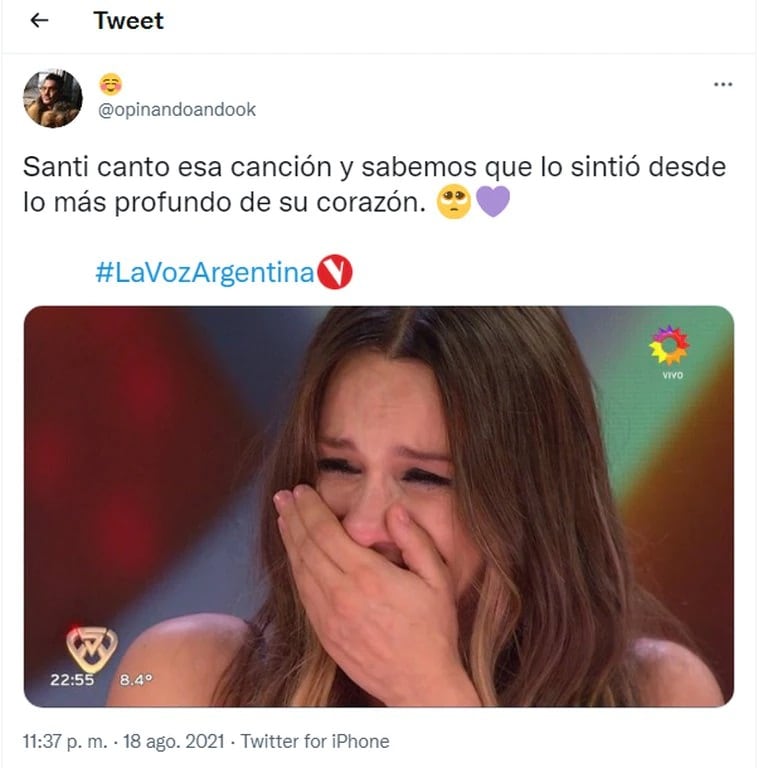 Lali bancó a Santiago Borda en los playoff de La Voz Argentina