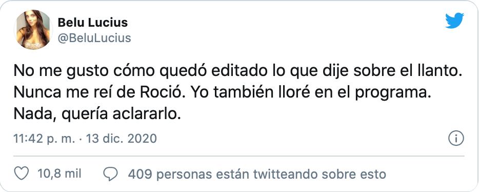 El tweet de la influencer.