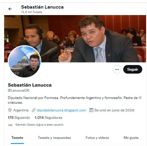 El perfil trucho dice ser diputado y tener 11 hijos.