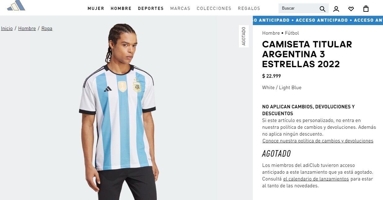 Camiseta de Argentina en Adidas $22.999