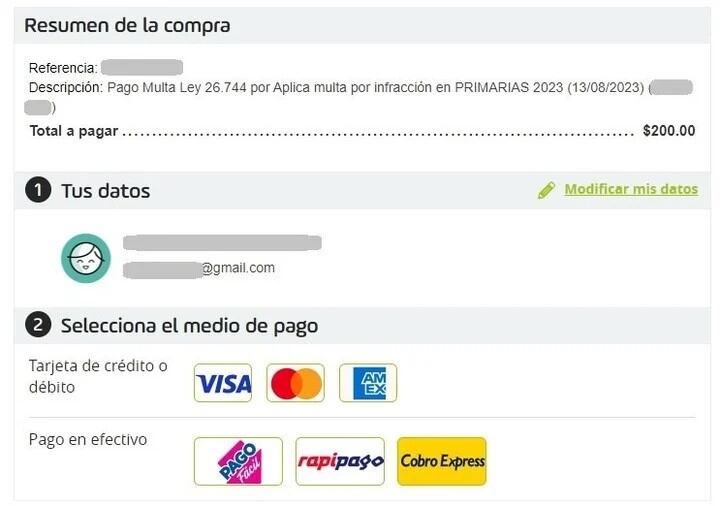 Cómo pagar online la multa por no votar en las PASO 2023.