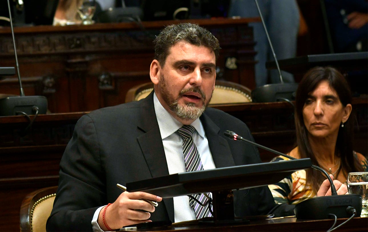 La Cámara de Senadores tuvo el debate de la Ley de Ministerios,  que propone el gobierno electo de Alfredo Cornejo
En la foto: MARTÍN KERCHNER TOMBA senador
 Foto: Orlando Pelichotti