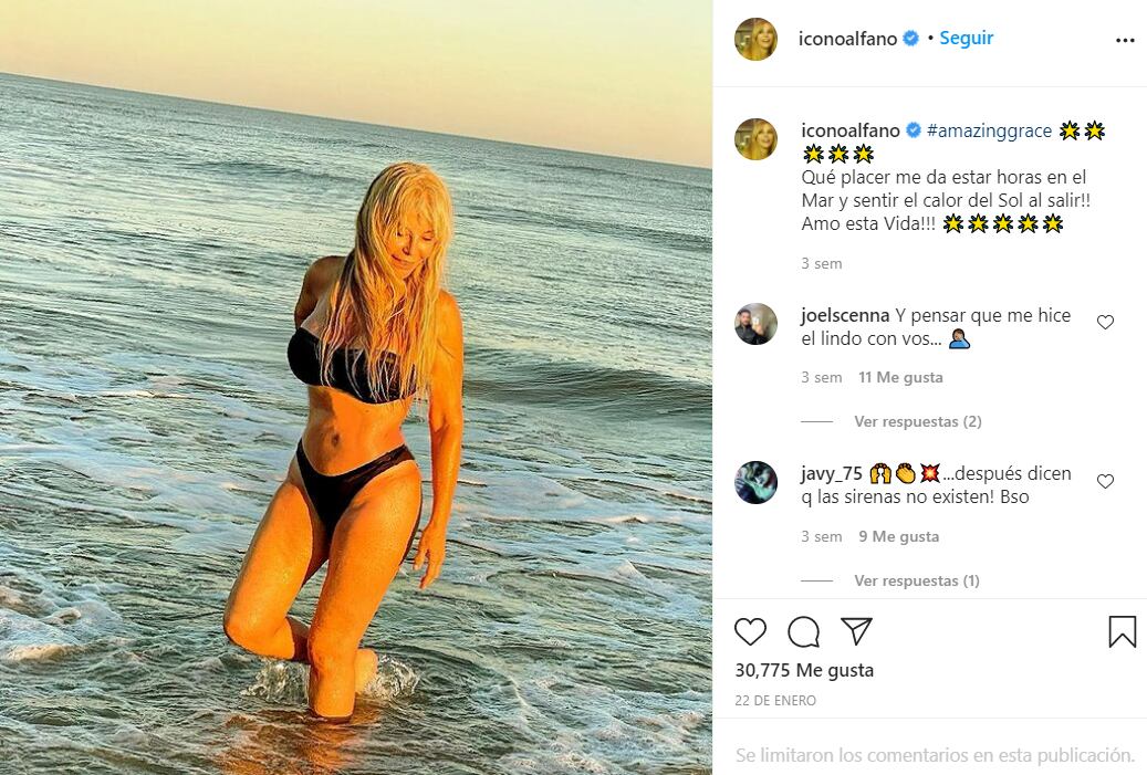 Graciela Alfano se mostró estupenda desde sus vacaciones en la costa atlántica.