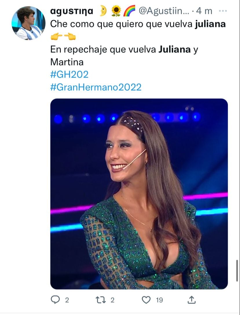 La belleza de Juliana de Gran Hermano, lo más comentado en Twitter.