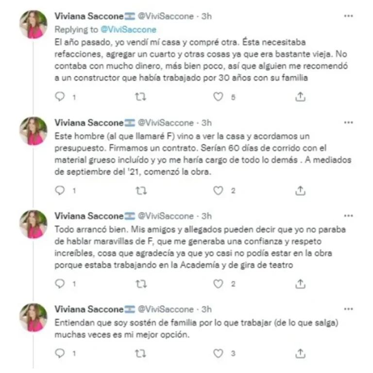 Viviana Saccone siguió sumando historias truncadas con albañiles y genera sensación