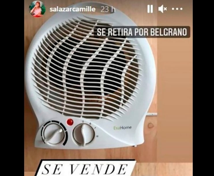 El caloventor que Camila Salazar puso a la venta