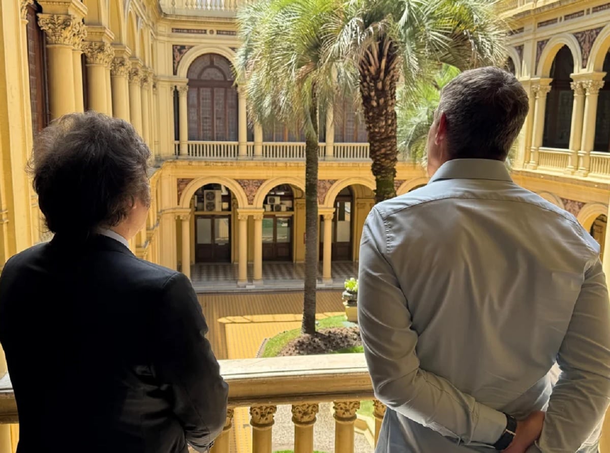 Milei y Palermo recorrieron los jardines de la Casa Rosada (Foto: NA)