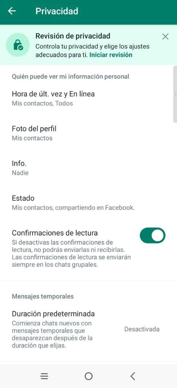 Todos los ajustes de privacidad en una sola pantalla