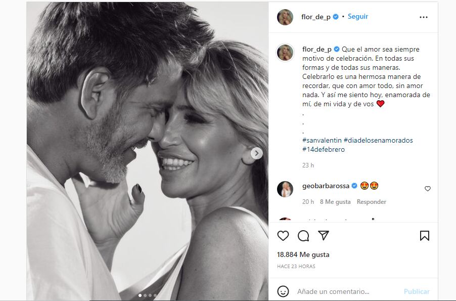 Florencia Peña compartió un dulce mensaje para su enamorado.