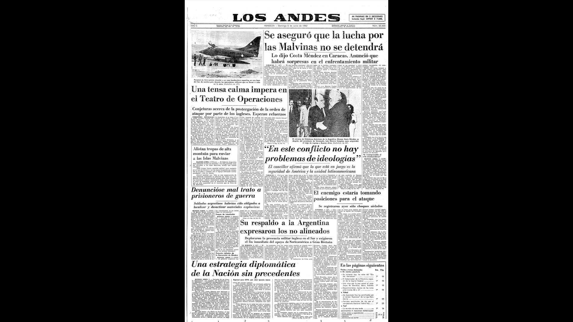 Un recorrido día a día por las portadas del medio más importante de Mendoza, para conocer el pulso diario de la guerra que enluteció a todo el país.