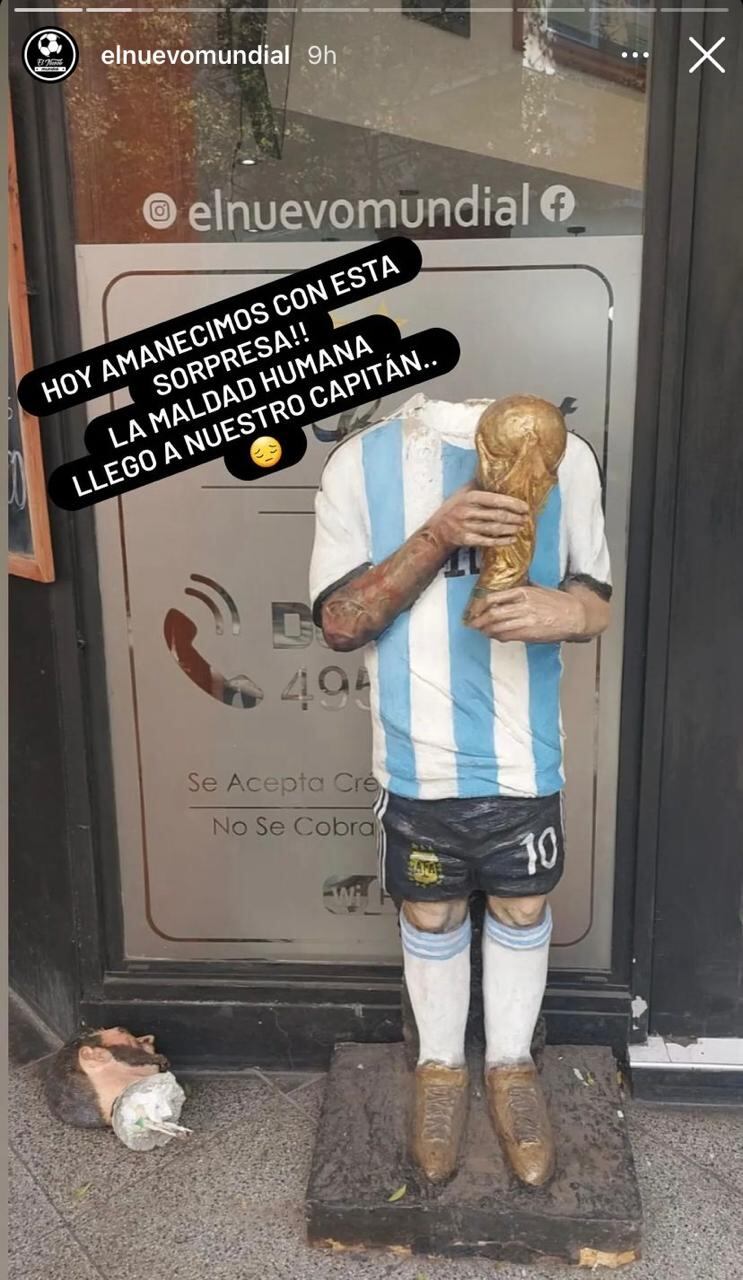 Así encontraron la figura del 10 esta mañana en Mar del Plata. Foto: El Nuevo Mundial