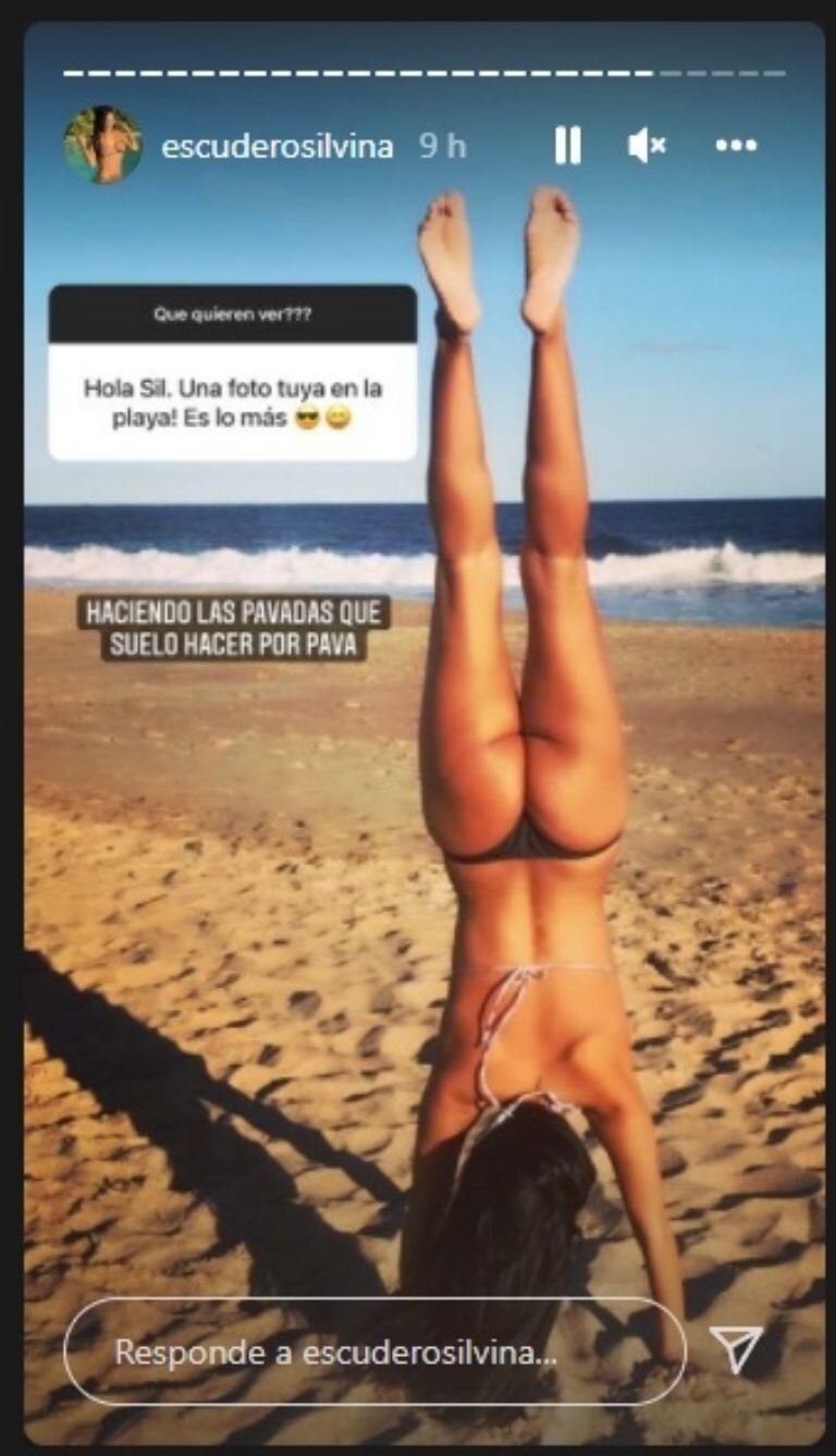 La vedette mostró la difícil pose que logró en la playa