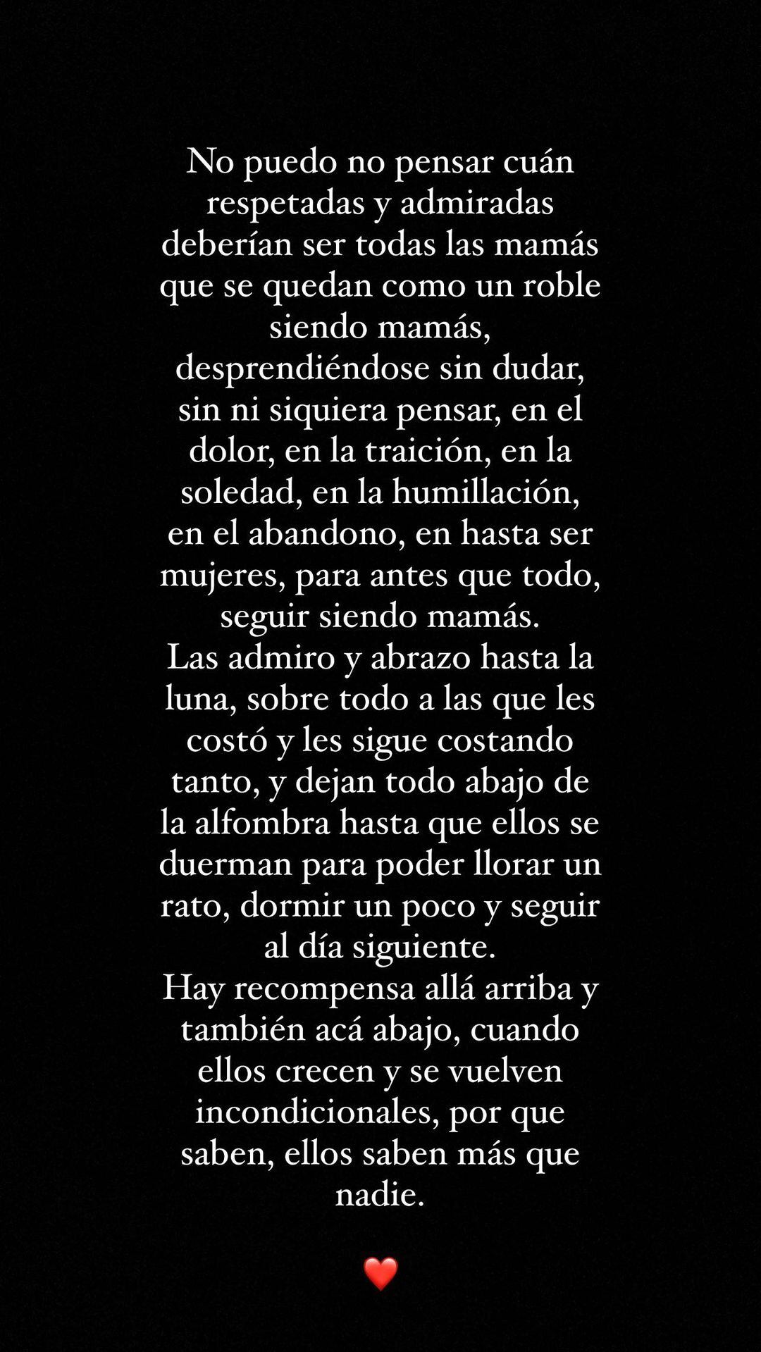 Jimena Barón y una reflexión sobre la maternidad que emocionó a muchas madres.