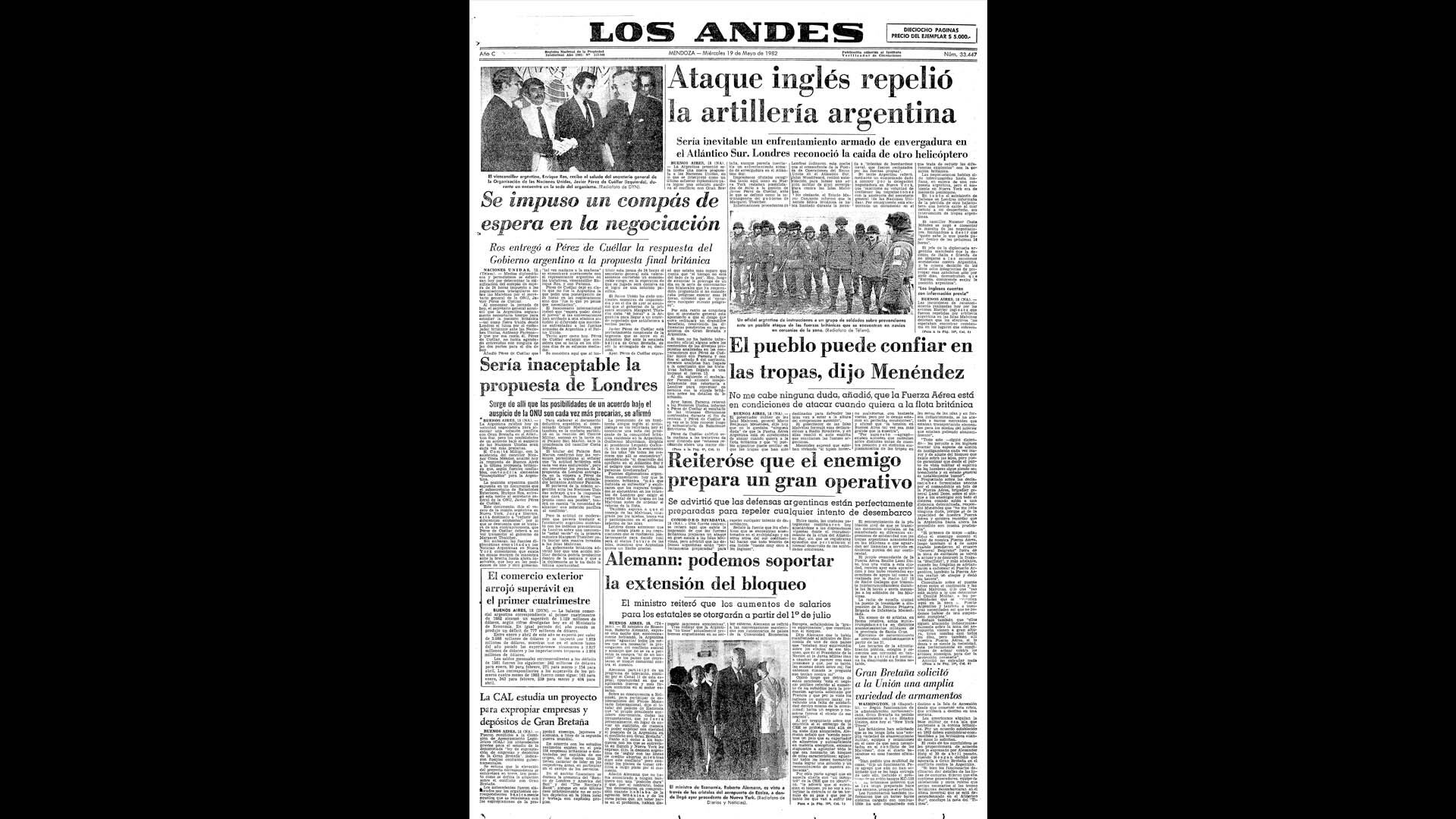 Un recorrido día a día por las portadas del medio más importante de Mendoza, para conocer el pulso diario de la guerra que enluteció a todo el país.