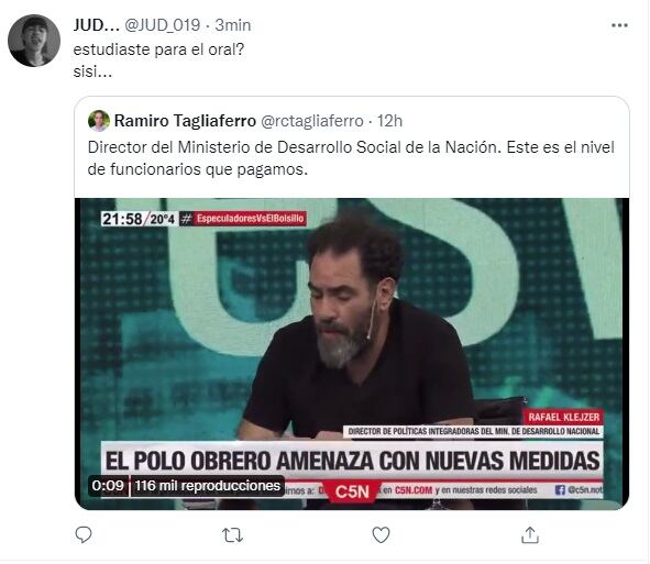 Críticas en Twitter al funcionario Rafael Klejzer: mencionó "los tres problemas de Argentina" y se olvidó el último